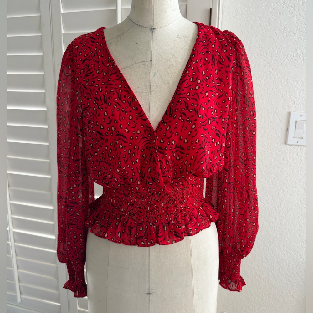 Red Leopard Print Women's Top